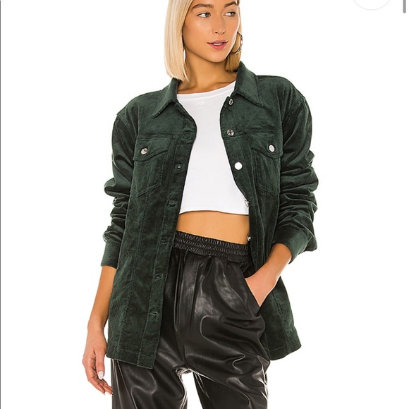 Grlfrnd denim emerald green shacket - Picture 2 of 2